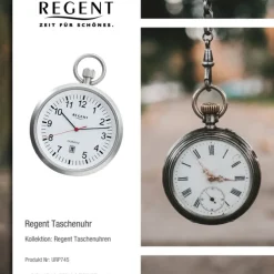 Regent Herren Taschenuhr Analog Gehäuse silber URP745