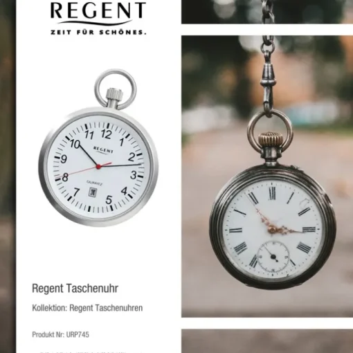 Regent Herren Taschenuhr Analog Gehäuse silber URP745