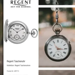 Regent Herren Taschenuhr Analog Gehäuse silber URP774