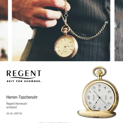 Regent Herren Taschenuhr Analog Gehäuse gold URP740