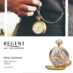 Regent Herren Taschenuhr Analog Gehäuse gold URP701