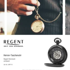 Regent Herren Taschenuhr Analog Gehäuse schwarz URP710