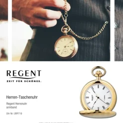 Regent Herren Taschenuhr Analog Gehäuse gold URP719