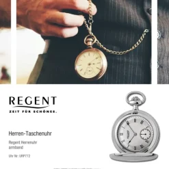 Regent Herren Taschenuhr Analog Gehäuse silber URP772
