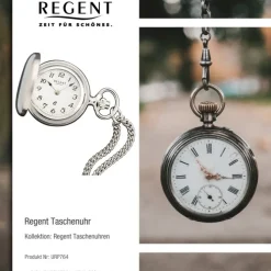 Regent Herren Taschenuhr Analog Gehäuse silber URP764