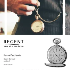 Regent Herren Taschenuhr Analog Gehäuse silber URP737