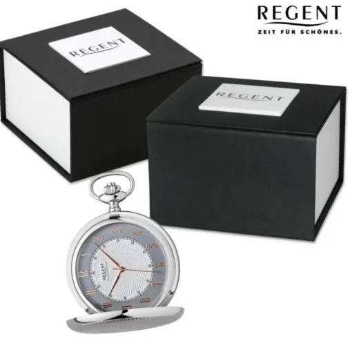 Regent Herren Taschenuhr Analog Gehäuse silber URP729
