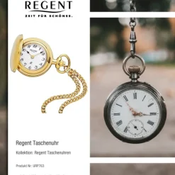 Regent Herren Taschenuhr Analog Gehäuse gold URP763
