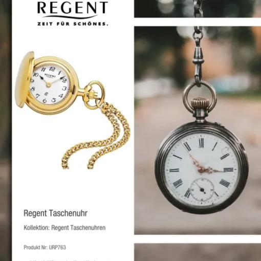 Regent Herren Taschenuhr Analog Gehäuse gold URP763