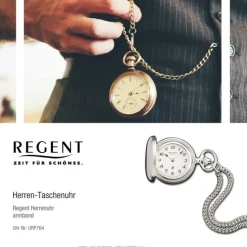 Regent Herren Taschenuhr Analog Gehäuse silber URP764