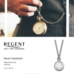 Regent Herren Taschenuhr Analog Gehäuse silber URP766