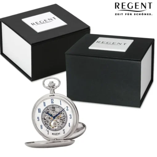Regent Herren Taschenuhr Analog Gehäuse silber URP705