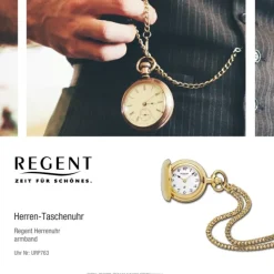 Regent Herren Taschenuhr Analog Gehäuse gold URP763