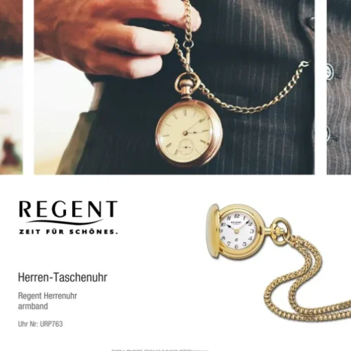 Regent Herren Taschenuhr Analog Gehäuse gold URP763