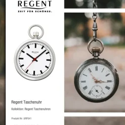 Regent Herren Taschenuhren Edelstahl Quarz Mineralglas P-746 URP041