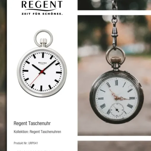 Regent Herren Taschenuhren Edelstahl Quarz Mineralglas P-746 URP041