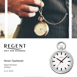 Regent Herren Taschenuhren Edelstahl Quarz Mineralglas P-746 URP041