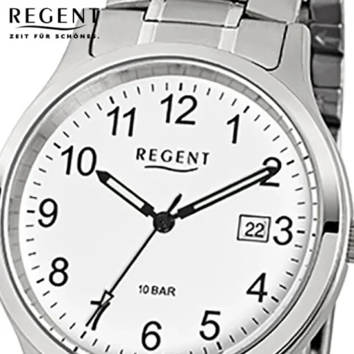 Regent Herren-Armbanduhr - Metallarmband - Quarz Edelstahl silber, grau URF775