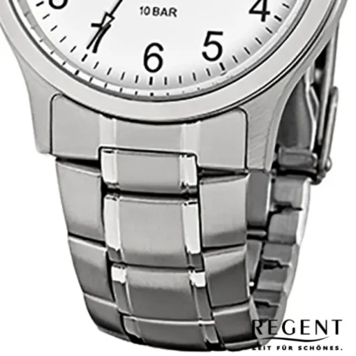 Regent Herren-Armbanduhr - Metallarmband - Quarz Edelstahl silber, grau URF775