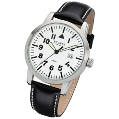 Regent Herren-Armbanduhr 32-F-1029 Quarz-Uhr Leder-Armband schwarz URF1029