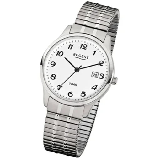 Regent Herren-Armbanduhr F-875 Quarz-Uhr Stahl-Armband silber URF875