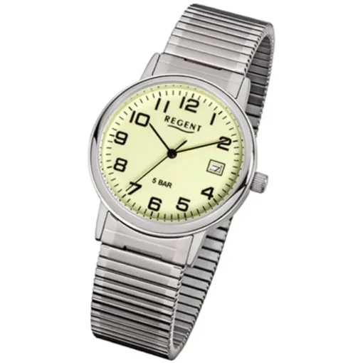 Regent Herren-Armbanduhr F-706 Quarz-Uhr Stahl-Armband silber URF706