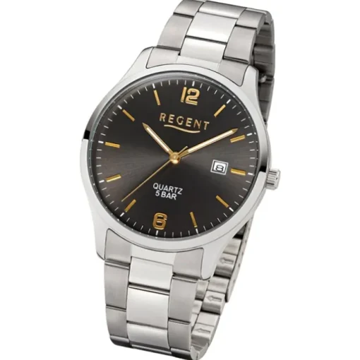 Regent Herren-Armbanduhr F-1177 Quarz-Uhr Edelstahl-Armband silber UR1153401