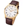 Regent Herren-Armbanduhr F-961 Quarz-Uhr Leder-Armband braun URF961