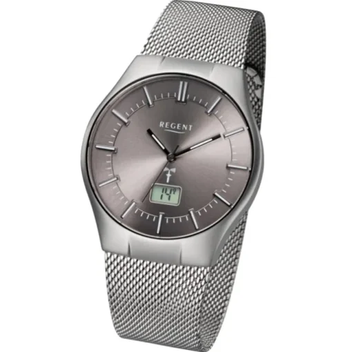 Regent Herren-Armbanduhr 32-FR-215 Funkuhr Edelstahl-Armband silber URFR215