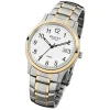 Regent Herren-Armbanduhr F-777 Quarz-Uhr Stahl-Armband gold silber URF777
