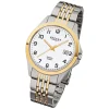 Regent Herren-Armbanduhr F-917 Quarz-Uhr Stahl-Armband silber gold URF917