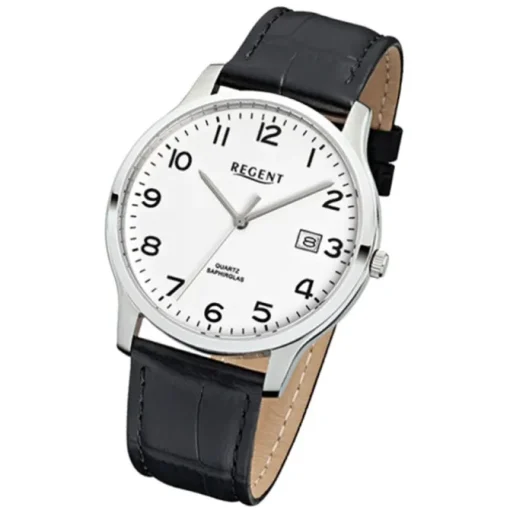 Regent Herren-Armbanduhr 32-F-1025 Quarz-Uhr Leder-Armband schwarz URF1025