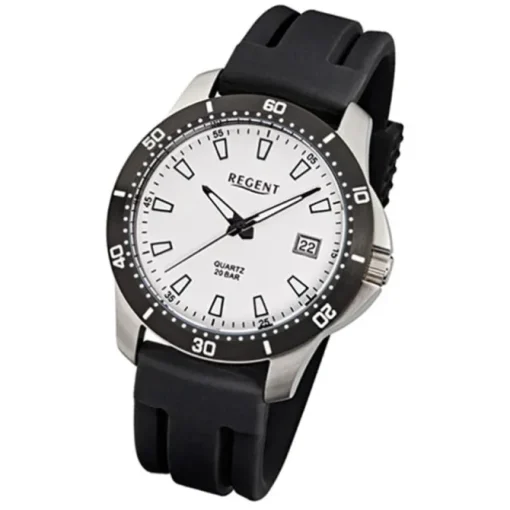 Regent Herren-Armbanduhr F-912 Quarz-Uhr Kunststoff-Armband schwarz URF912
