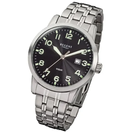 Regent Herren-Armbanduhr F-772 Quarz-Uhr Stahl-Armband silber URF772