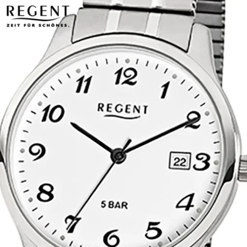Regent Herren-Armbanduhr F-875 Quarz-Uhr Stahl-Armband silber URF875