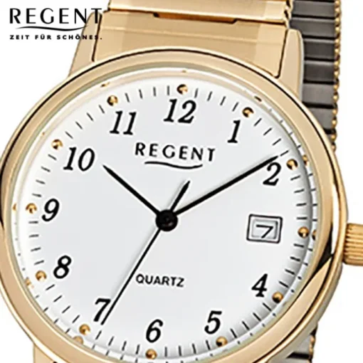 Regent Herren-Armbanduhr F-707 Quarz-Uhr Stahl-Armband gold URF707