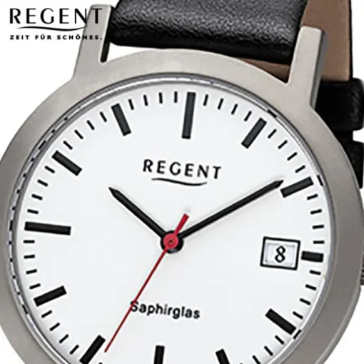 Regent Herren-Armbanduhr 32-F-1108 Quarz-Uhr Titan-Armband schwarz URF1108