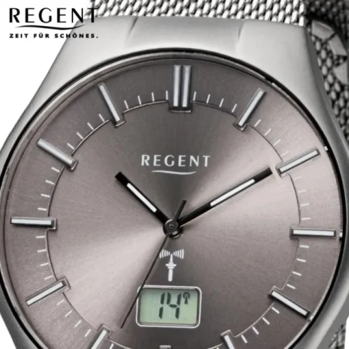 Regent Herren-Armbanduhr 32-FR-215 Funkuhr Edelstahl-Armband silber URFR215
