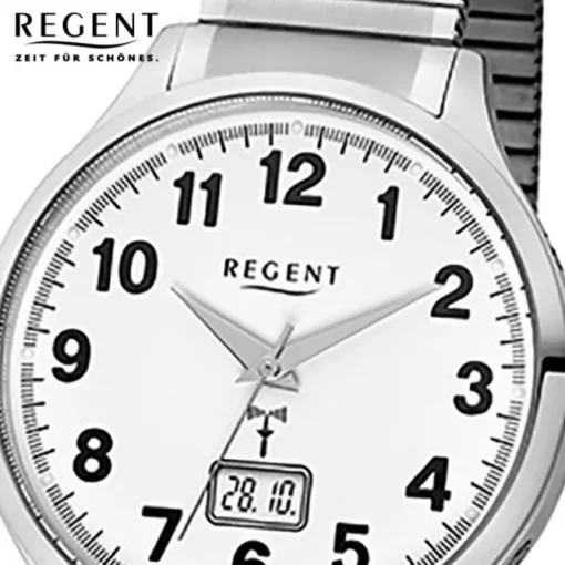 Regent Herren-Armbanduhr 32-FR-211 Funkuhr Edelstahl-Armband silber URFR211