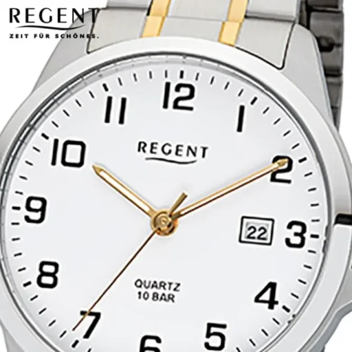 Regent Herren-Armbanduhr 32-F-1014 Edelstahl-Armband silber gold URF1014