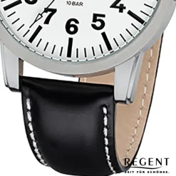 Regent Herren-Armbanduhr 32-F-1029 Quarz-Uhr Leder-Armband schwarz URF1029