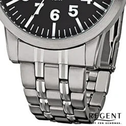 Regent Herren-Armbanduhr F-778 Quarz-Uhr Stahl-Armband silber URF778