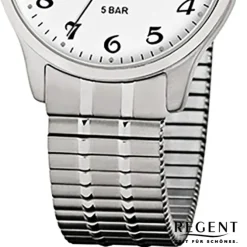 Regent Herren-Armbanduhr F-875 Quarz-Uhr Stahl-Armband silber URF875