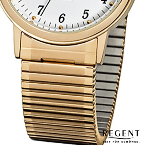 Regent Herren-Armbanduhr F-707 Quarz-Uhr Stahl-Armband gold URF707
