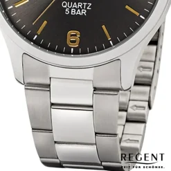 Regent Herren-Armbanduhr F-1177 Quarz-Uhr Edelstahl-Armband silber UR1153401