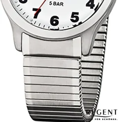 Regent Herren-Armbanduhr F-897 Quarz-Uhr Stahl-Armband silber URF897