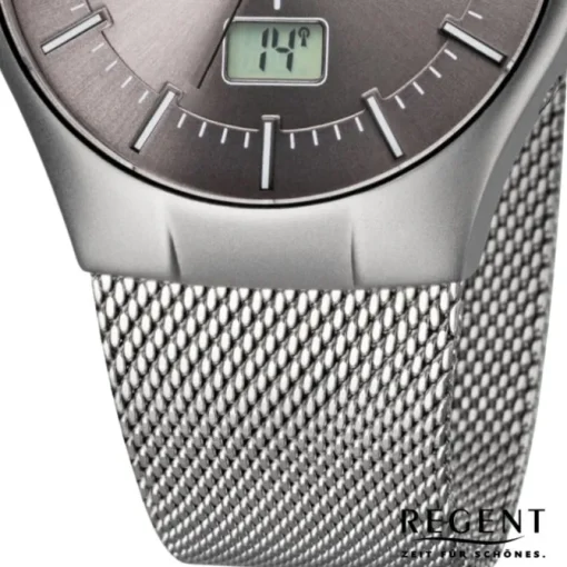 Regent Herren-Armbanduhr 32-FR-215 Funkuhr Edelstahl-Armband silber URFR215