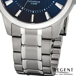 Regent Herren-Armbanduhr 32-F-1111 Quarz-Uhr Titan-Armband silber grau URF1111