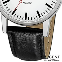 Regent Herren-Armbanduhr 32-F-1027 Quarz-Uhr Leder-Armband schwarz URF1027