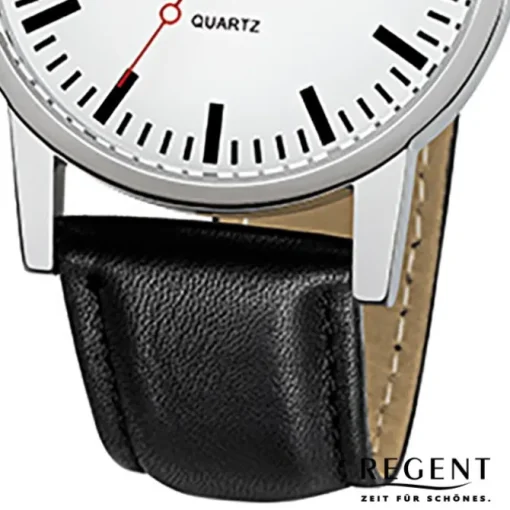 Regent Herren-Armbanduhr 32-F-1027 Quarz-Uhr Leder-Armband schwarz URF1027